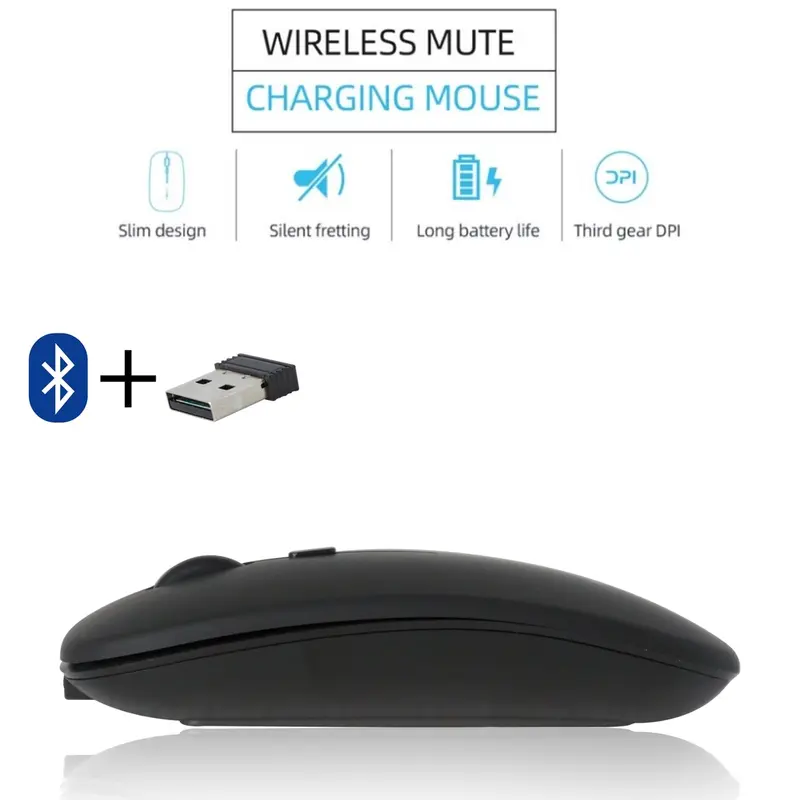 ONESOS Mouse Bluetooth 2.4G Silent Klik dengan Receiver USB untuk PC Laptop Dan Ponsel 8