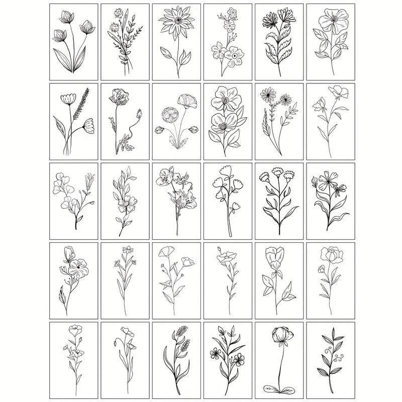 Product Introduction of Flower Pattern Temporary Tattoo Sticker, 30pcs/set Fashion Temporary Tattoo Sticker, Body Art Sticker for Women & Men 0