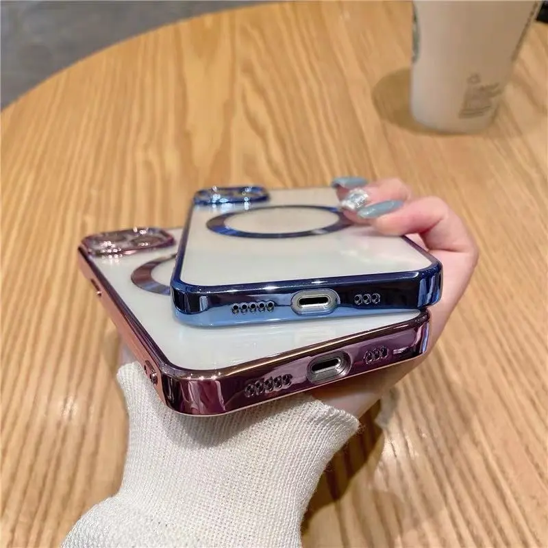 CASE MAGSAFE ELECTROPLATING METALIC MAGNETIC IPHONG 11 12 13 14 15 PRO MAX PLUS LENS GUARD PROTECTOR FULL COVER Softcase 7