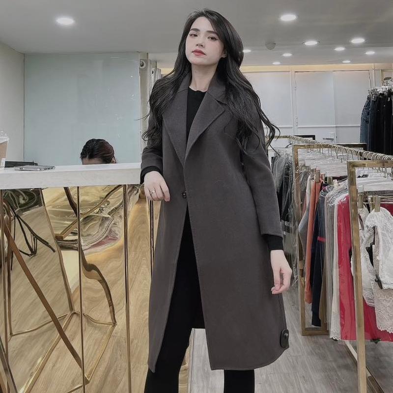 Áo Măng Tô Nâu Dáng Lửng Có Đai Nữ Size S-XL