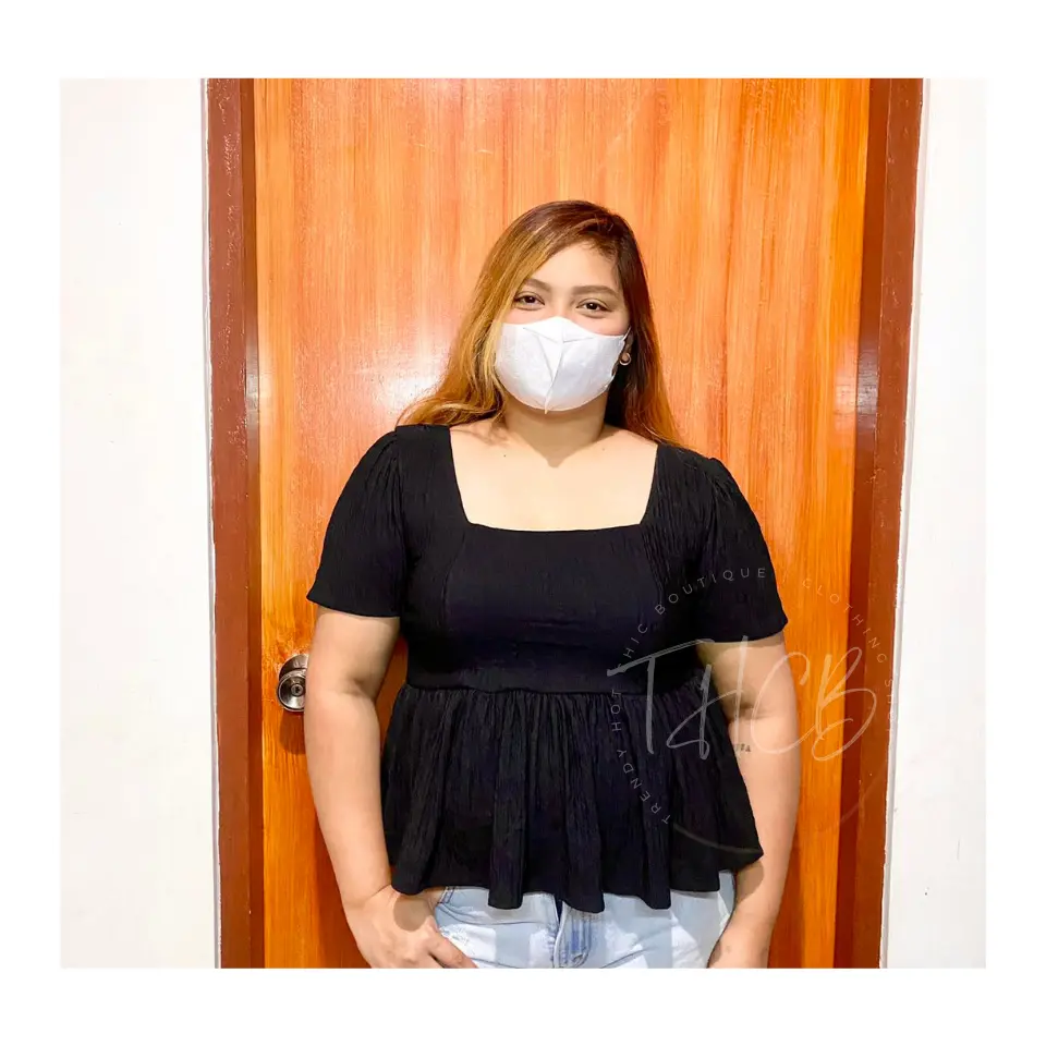 [THCB] Pepper Plus Size Squareneck Peplum Blouse