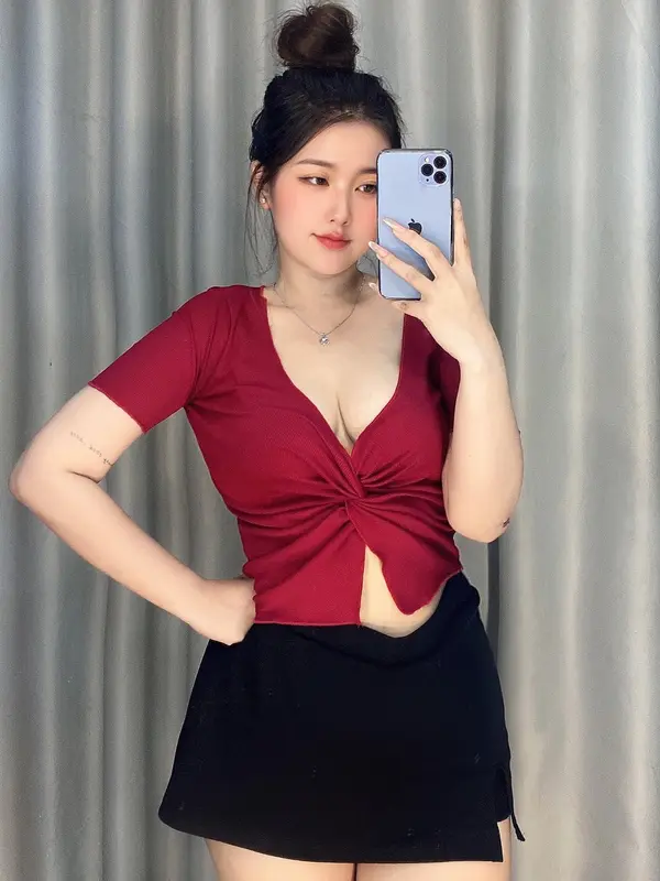 Áo kiểu xoắn giữa ngực xẻ tà nữ bigsize 5