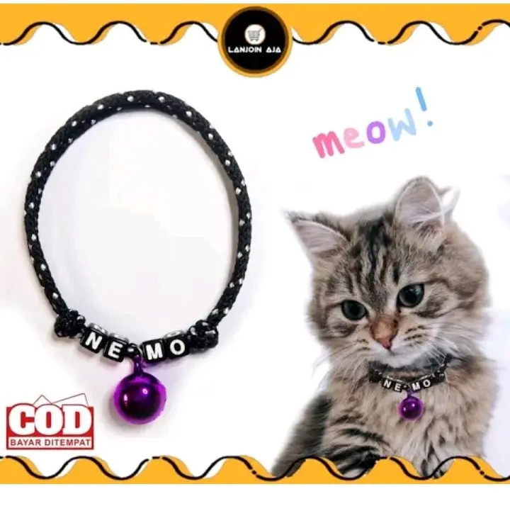 Kalung kucing nama dan lonceng nyaring bisa kastem nama dan warna tali kalung nya cocok untuk hewan pliharaan anda di rumah bisa untuk hewan kecil atau besar murah