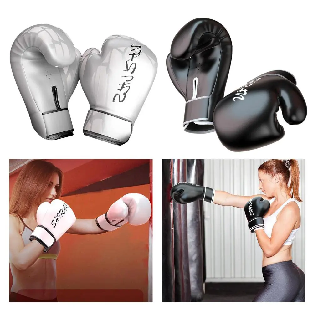 Boxing Gloves Muay Thai Kick Boxing PU Leather Sparring Heavy Bag Workout MMA Pro Gloves Mitts Work for Men & Women