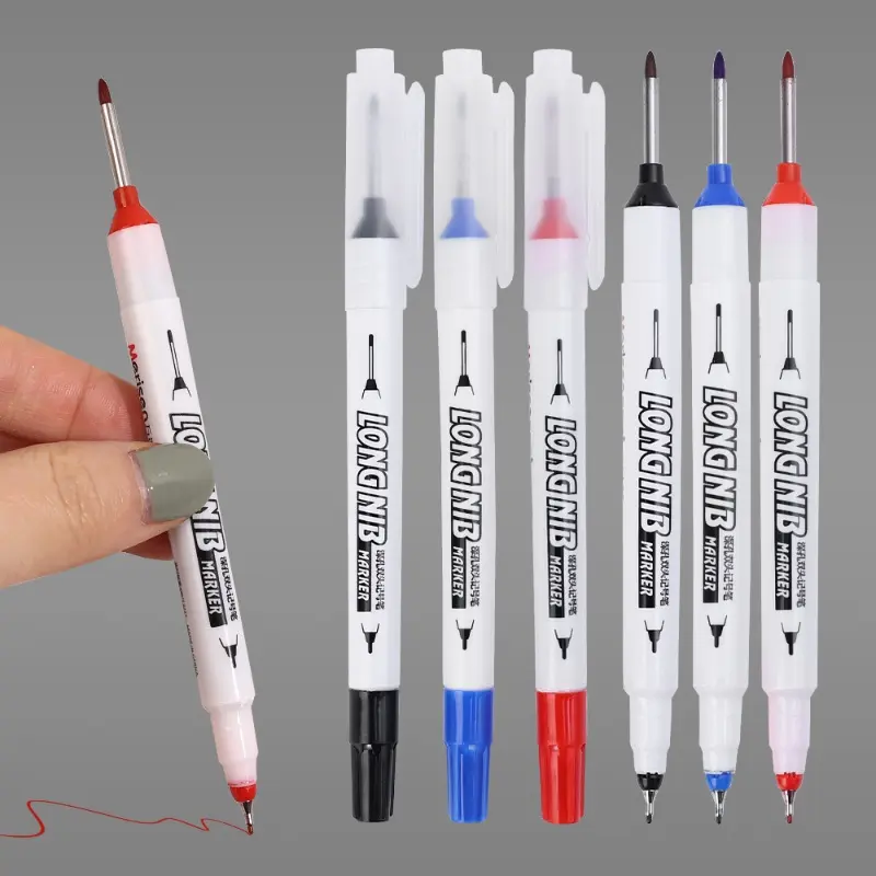 Penanda plastik kepala panjang, 1 keping / 3 keping, Tahan lasak, kalis air, Mudah, Hujung dua, pelbagai guna, lubang dalam, pen penanda lanjutan, bilik mandi logam, hiasan kerja kayu, bekalan bangunan seramik