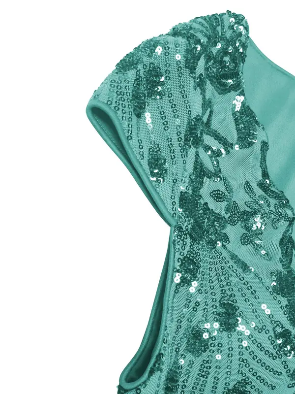 Women's Contrast Sequins Mermaid Evening Dress, Elegant V Neck Evening Party Gown, Ladies Clothes for All Seasons, Womenswear 7