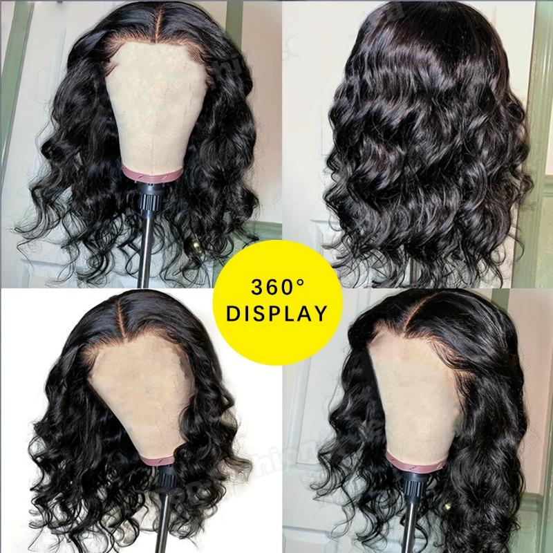 Bob Wigs Body Waves Front Wigs Pre-Pulled Glueless Bob Wigs for Women Hair Wigs (16 Inch, Natural Black) 2