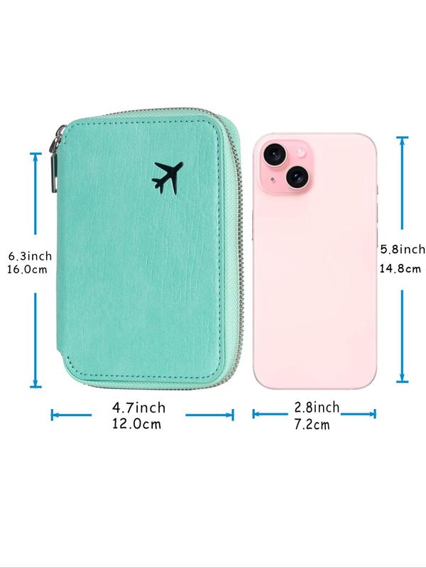 Solid Color Zipper Closure Passport Wallet, Fashionable Travel Document Holder Cover, Casual Trendy Versatile High-quality Passport Case for Women & Men 3