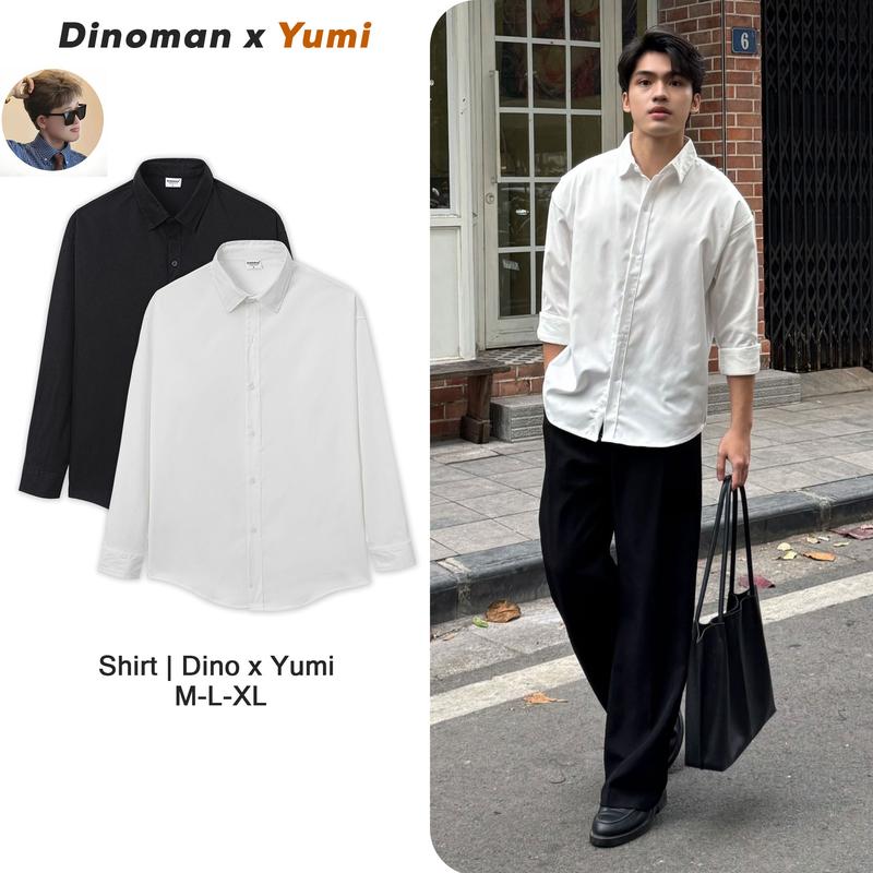   DEAL ĐỘC QUYỀN NGỌC OUTFIT  Áo Sơ Mi Tay Dài Dinoman Chất Liệu Cotton Thấm Hút Tốt  Form Oversize Nam Nữ Unisex 