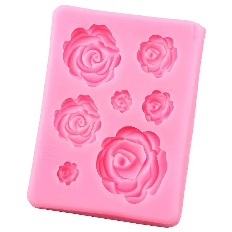 Rose Flower Shaped Silicone Mold, Non-slip Food Grade DIY Wedding Cupcake Cake Chocolate Gummy Mold, Kitchen Tool for Baking 2