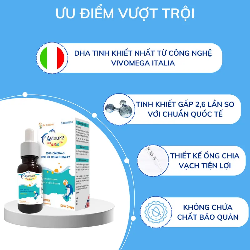 DHA cho bé Avisure DHA EPA, Omega 3 tinh khiết NaUy phát triển trí não, bé thông minh mắt sáng 3