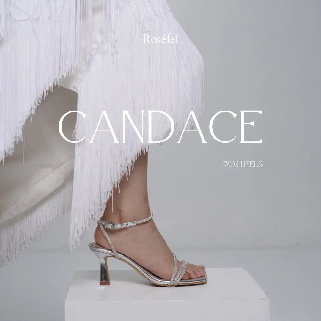 ROSEFEL PARTY COLLECTION - Candace Heels 7cm with Diamond Strap | Heels Pesta | Sandal Heels Wanita Open Toe Open Toe Open Toe Open Toe High Heel (5-8 cm)