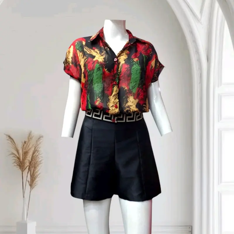 Áo sơ mi tay cánh dơi ôm eo - Women Top 1