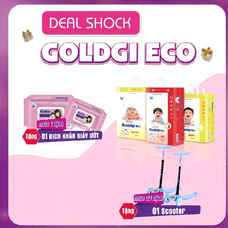 Goldgi Eco Mua bỉm tặng quà Đủ size Nb86/ S76/ M66/ L54/ L48/ XL44/ XXL32   Voi
