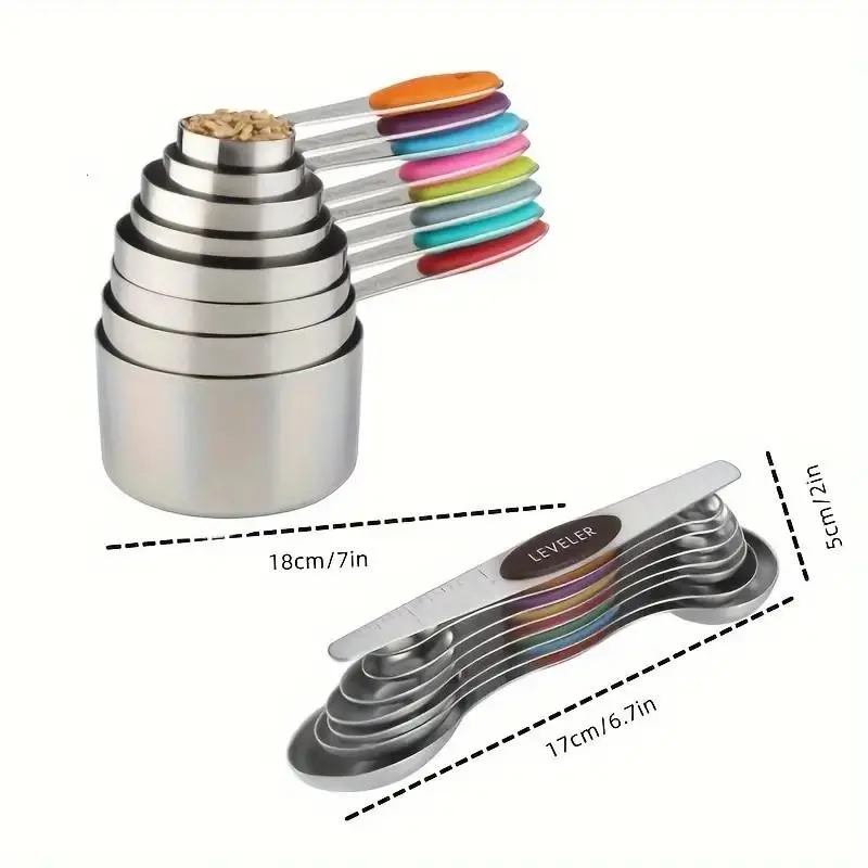 Stainless Steel Measuring Spoon Set, 17pcs/set Double Head Magnetic Measuring Spoon, Kitchen Measuring Utensils for Baking, Cooking 1