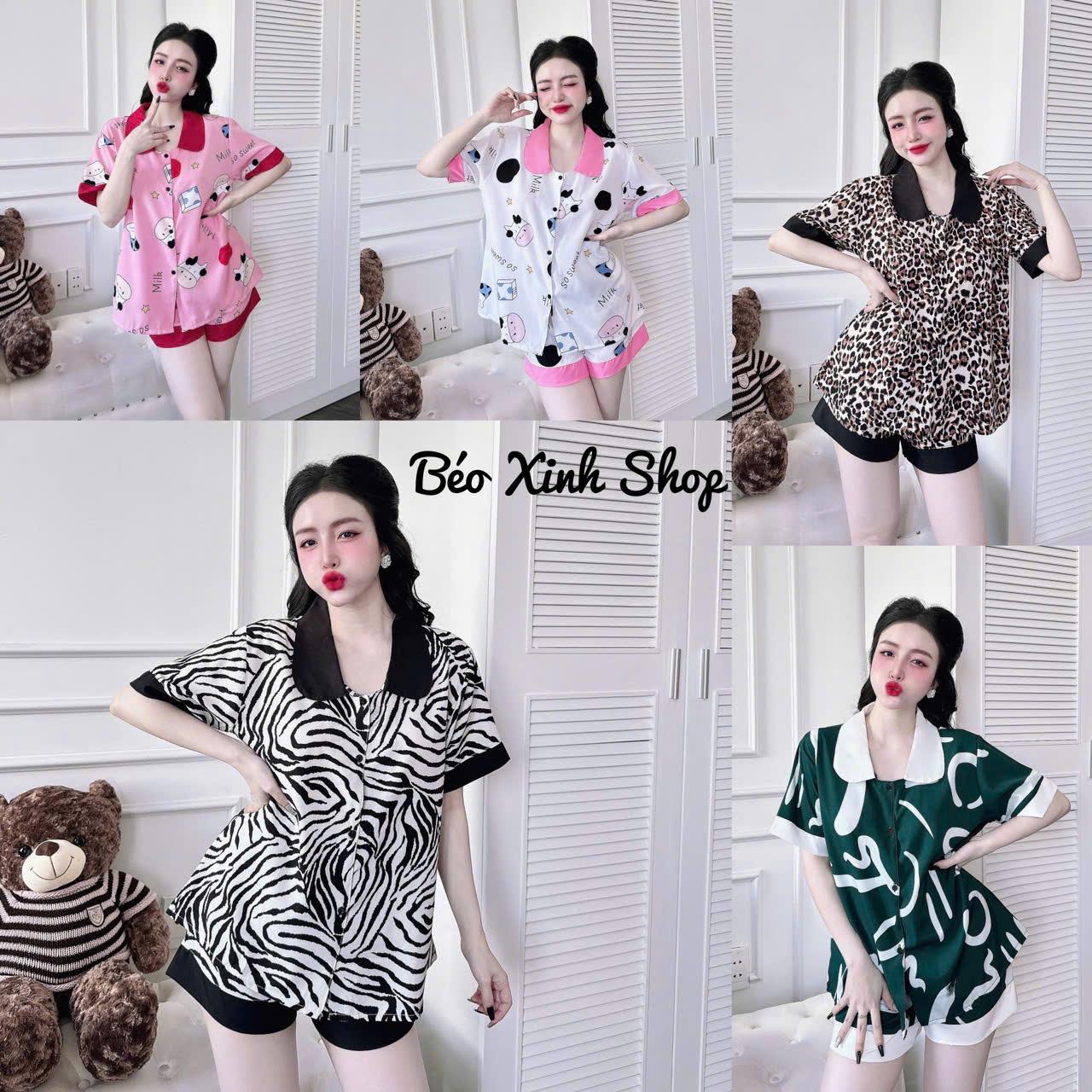 Đồ Bộ - Đồ Ngủ Quần Áo Đùi Pijama Bigsize 50-100kg Vải Lụa Nhật Bộ Ngủ Nữ Nhung Lịch Women Quần Ngủ - A.5022