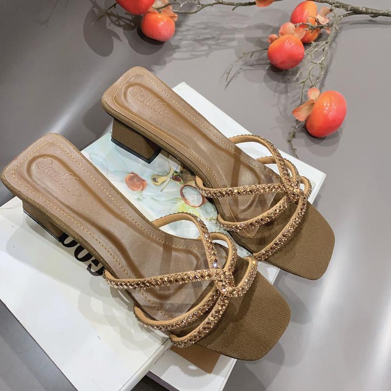  Dép Cao Gót Nữ cao 4P dây đan chéo lấp lánh Bling nhiều màu Giày Bánh Bèo mã DayDanVuong DéP Shoes guốc dé p Jean 