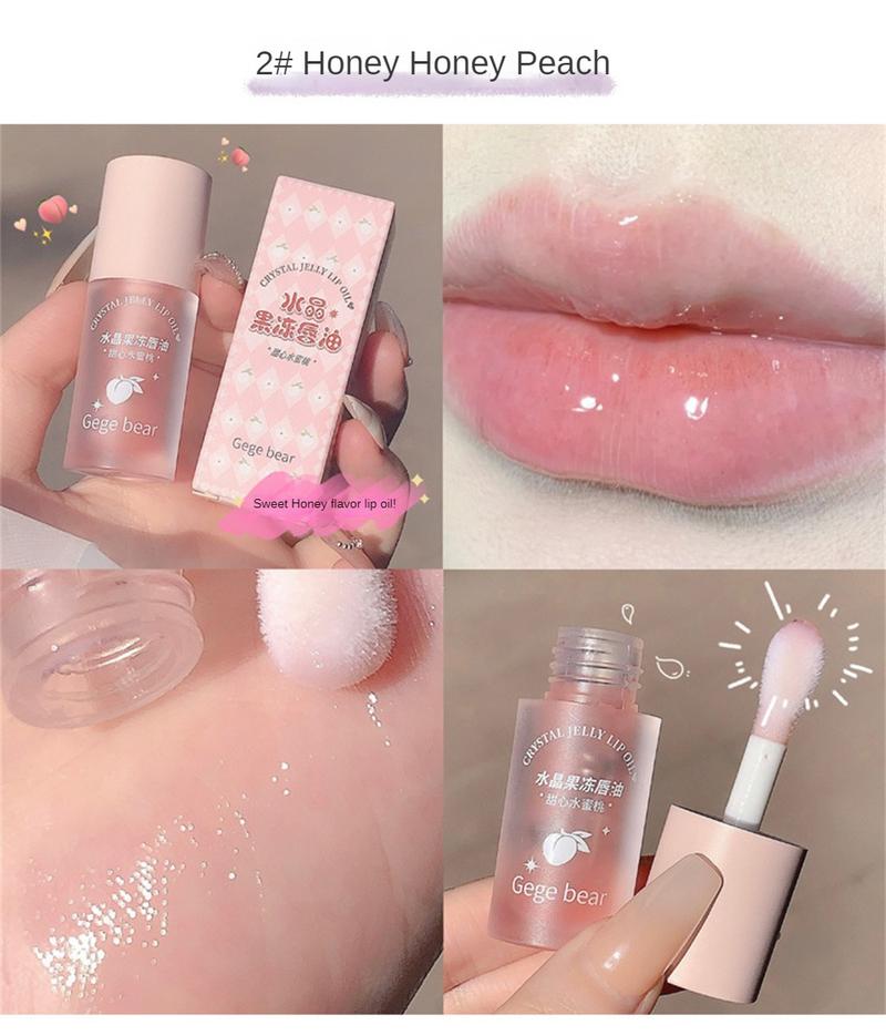 Product Introduction of Gege Bear Crystal Jelly Lip Oil Lip Care Lipstick And Lip Gloss Before Makeup Moisturizing And Nourishing Fruit Lipstick 27
