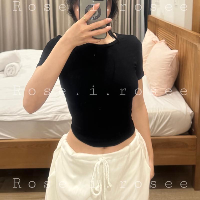 [ A08 ] Áo tay ngắn baby tee co giãn tôn dáng