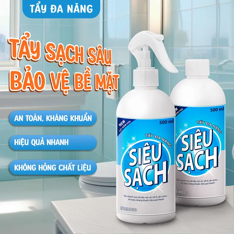 Tẩy đa năng bảo vệ bề mặt Nemogo 500ml, tẩy sạch cặn canxi vết dầu mỡ xoong nồi Nemogo 0