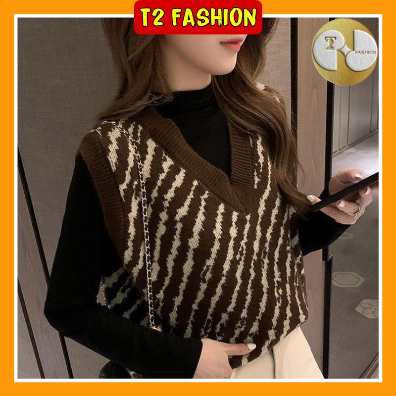 Áo len Gile hoạ tiết ngựa vằn nữ tính 6949 Nhung Jean