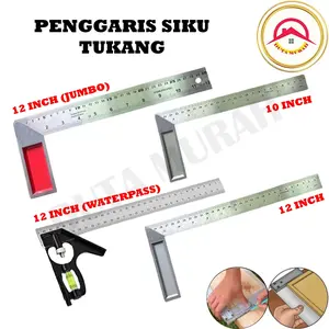 SIKU TUKANG PENGGARIS SIKU TUKANG GARISAN SIKU TUKANG JUMBO TEBAL 10 INCH 12 INCH WATERPASS