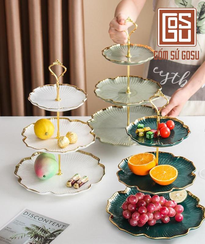  Khay Mứt 3 Tầng Thương Hiệu Chất Liệu Sứ Tráng Men Cao Cấp Khay Đựng Sang Trọng Để Hoa Hỏa Bánh Kẹo 