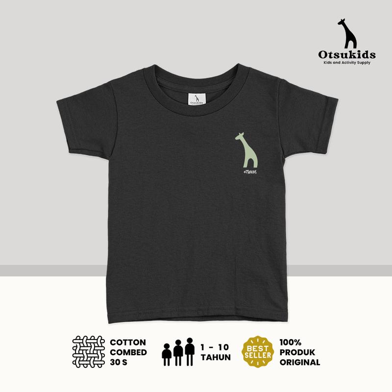 Baju Kaos Anak Laki Laki & Perempuan Umur 6 Bulan - 8 Tahun - Logo Otsukids - Bahan Cotton 30s - Kaos Anak Kids & Junior - Black 0