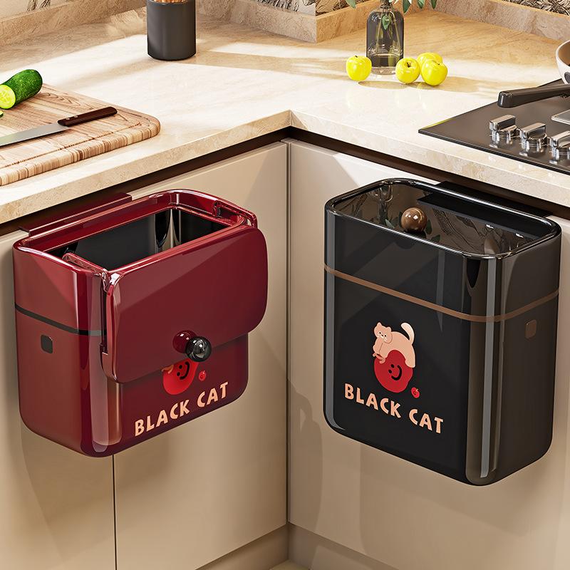 Thùng Rác Treo Tủ Bếp, Treo Nhà Vệ Sinh Nắp Lật 2 Chiều Bằng Nhựa PP thùng rác vuông hiện đại thùng Tăng kèm miếng dán và thanh treo tủ Thùng rác treo Thùng Rác Treo