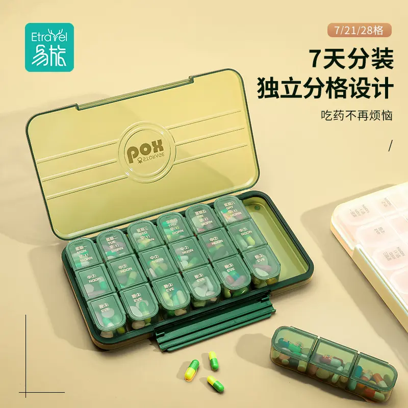 Large Capacity Pill Organizer Portable Medicine Storage Box for Elderly Weekly Medication