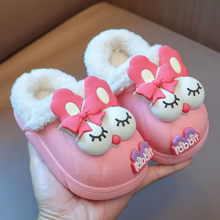Dép Bông, Dành Cho Bé Gái, Mùa Đông, Không Thấm Nước, Gia Đình, Đế Dày, Lót Lông Cừu, Trong Nhà, Có Thể Tháo Rời, Giày Ấm