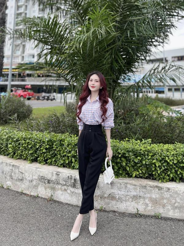 Quần tây nữ lưng cao đi học làm cạp bản to có đai đáy cao màu Đen dáng quần vải baggy học sinh cạp cao đi học công sở 3