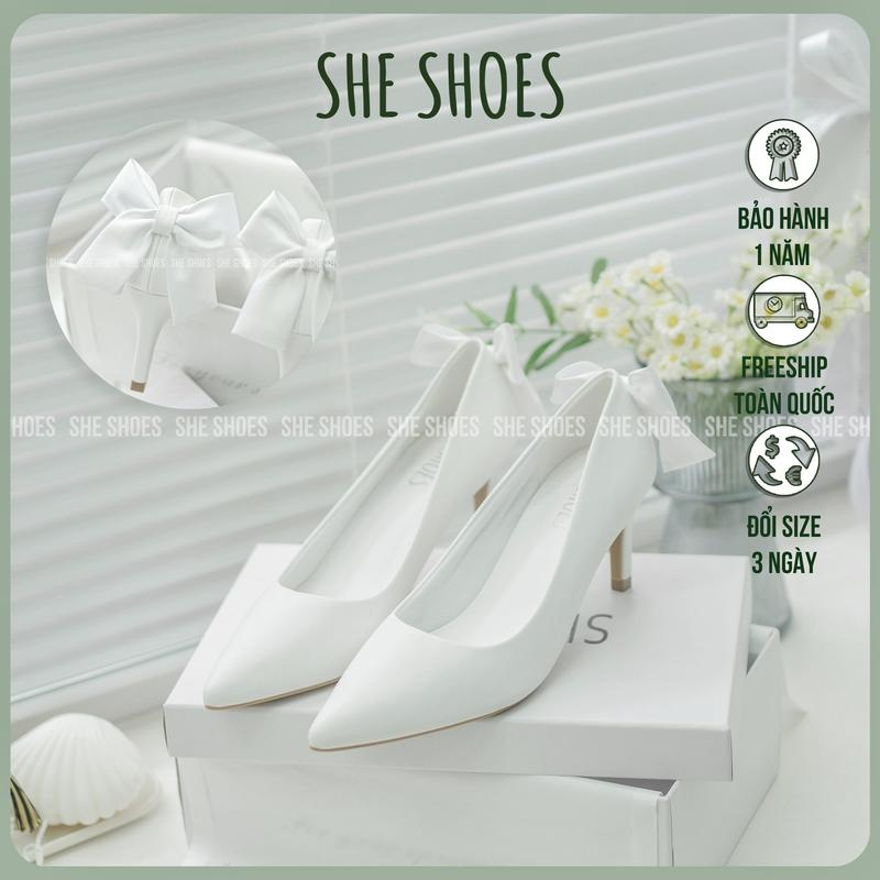 GIÀY CƯỚI GIÀY CAO GÓT ĐÍNH NƠ GÓT CÔNG CHÚA 6 PHÂN CAO CẤP ĐỘC QUYỀN BỞI SHESHOES NEW ARRIVAL - GC06004 Jean Nữ
