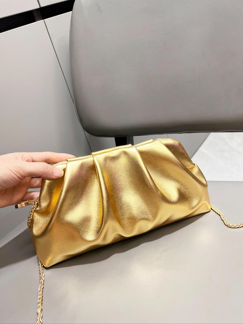 Product Introduction of Women's Elegant Glitter Evening Bag, Fashionable Solid Color Shoulder Bag for Party, Trendy All-match & Exquisite Crossbody Bag for Birthday Gift 5