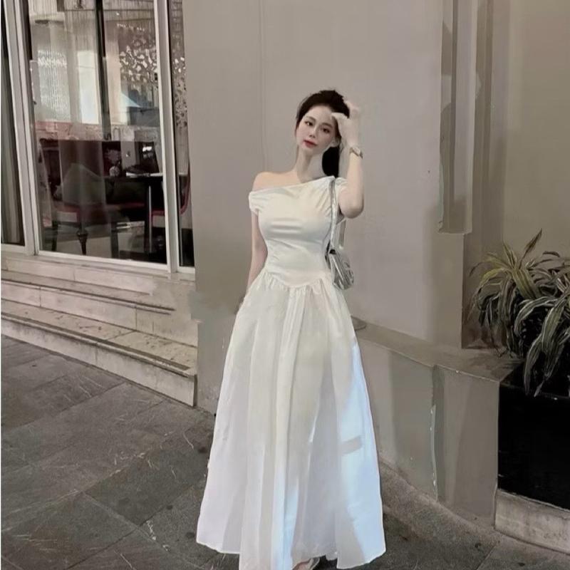 Váy Maxi Lệch Vai Sang Chảnh Dự Tiệc Có Túi Hai Bên 2