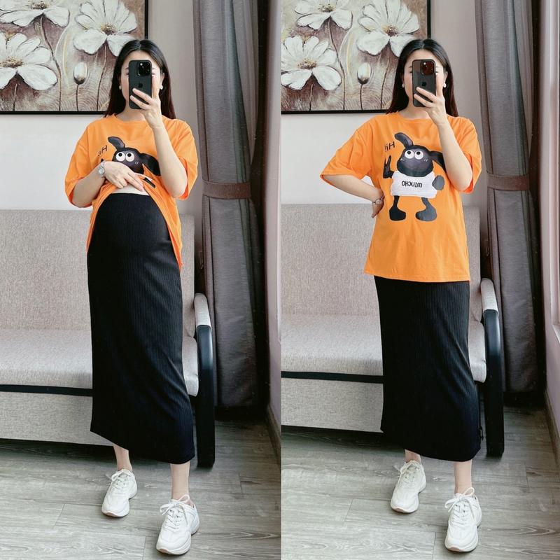 Chân Váy Dài Chất Tăm Ly Mềm Mát Bomia Dành Cho Chị Bầu 42-85kg