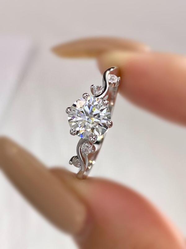S925 Sterling Silver Synthetic Moissanite Ring, 1ct Ring for Women, Exquisite Engagement Ring for Women & Girls, with Timeless Promise Wedding Engagement Ring, Pave Engagement Ring 4