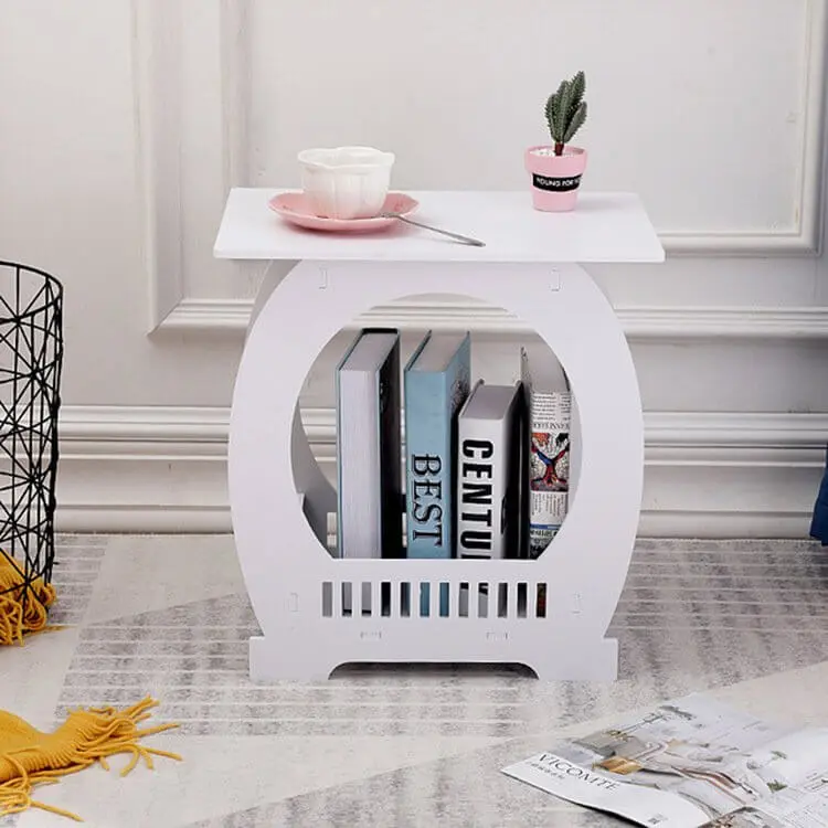 Kệ trang trí, kệ đầu giường, kệ sách mini, bàn trà mặt tròn 2 tầng trang trí phòng khách, phòng ngủ cao cấp chất liệu gỗ nhựa pitech chịu lực Kitchen Nhà Bếp 5