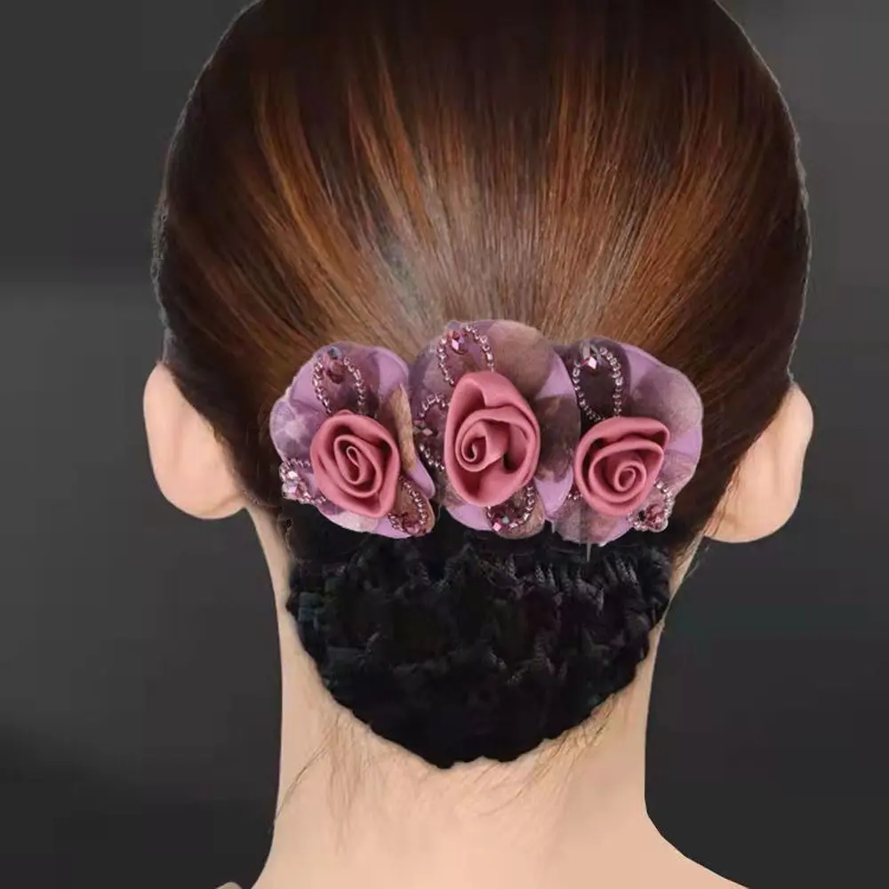 Kẹp Tóc Hoa Lưới Kẹp tóc lưới pha lê hoa Hàn Quốc thanh lịch Zircon mùa xuân cho phụ nữ kẹp tóc y tá bọc tóc kẹp tóc lưới cho bé gái búi tóc lưới đội đầu Women