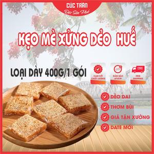 Combo 5 gói ( TO, DÀY - Gần 400g /gói) ) kẹo mè xửng dẻo Huế Cúc Trần: dẻo, dai, thơm, bùi béo ăn là ghiền