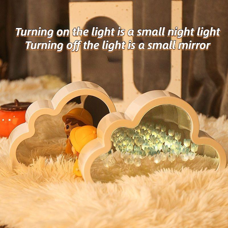 Tulip Lamp Light DIY Cloud Tulip Night Light Led Mirror Lamp Atmosphere Material Handmade Lamp Desktop Decor Birthday Gift 1