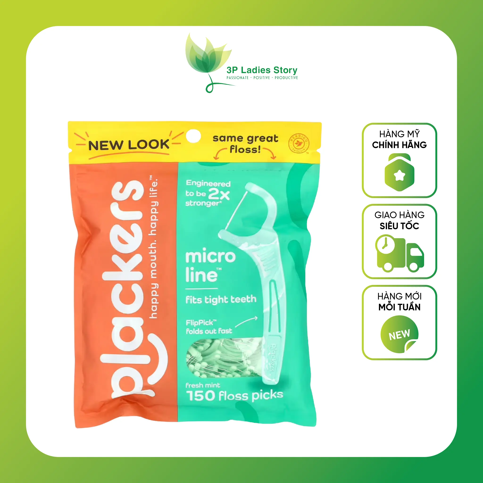 TÚI 150 TĂM CHỈ NHA KHOA VỊ BẠC HÀ Plackers Micro Mint Dental Floss Picks, VALUE SIZE