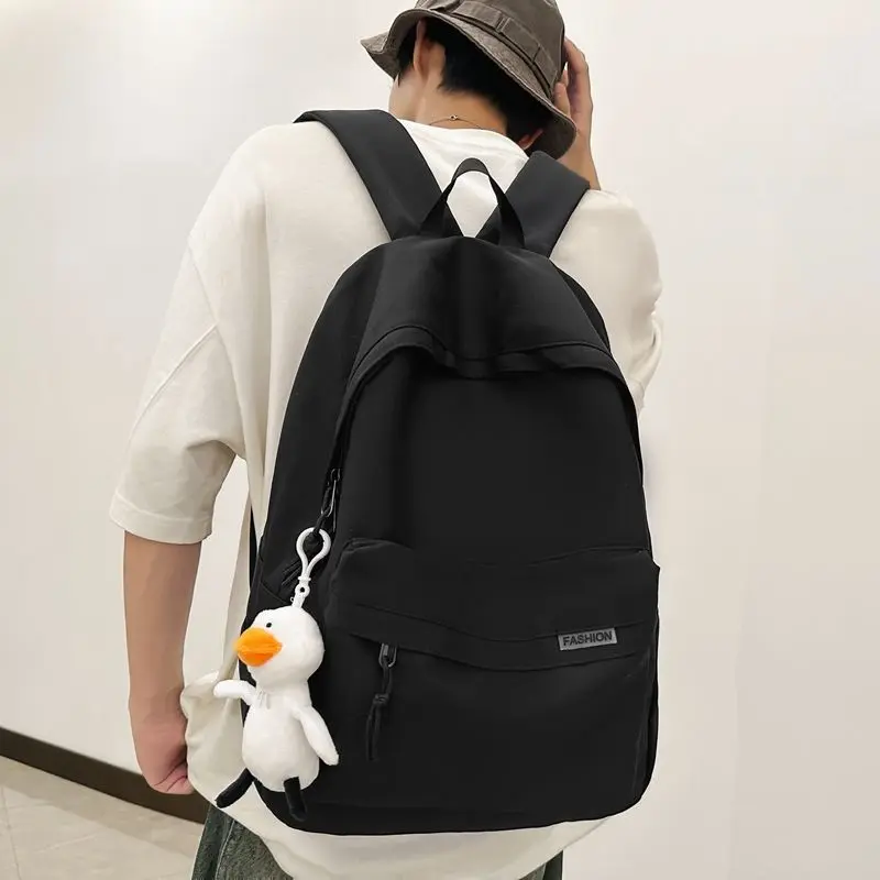 2025 Japanese Style Simple Zipper Nylon Backpack Boys 15-Inch Super Large Capacity Travel Bag Schoolbag Men 2