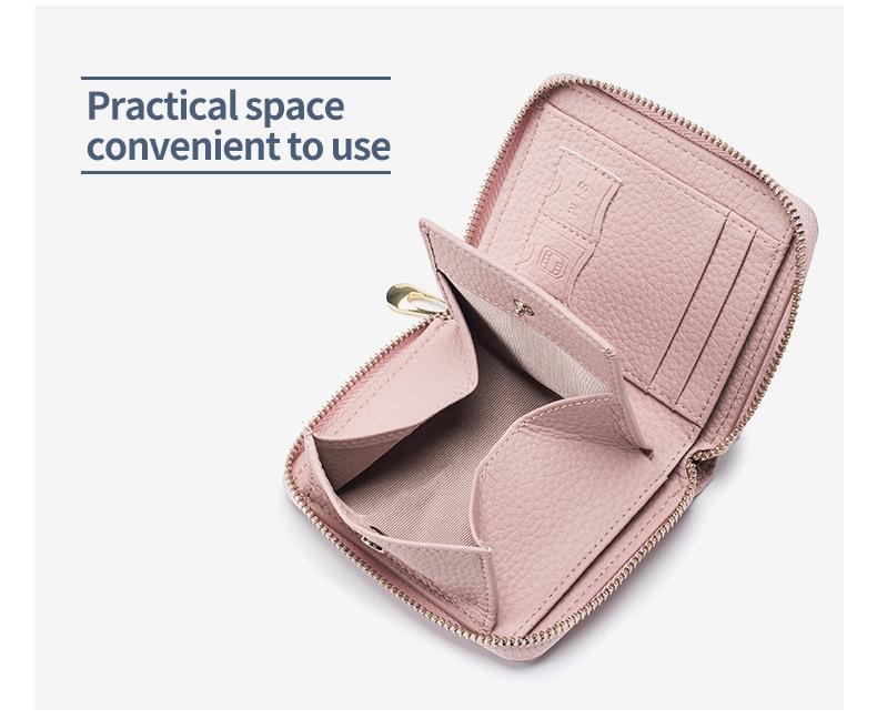 Product Introduction of New Genuine Leather Multi-Functional Short Wallet Women's Niche Coin Pocket Card Holder 19