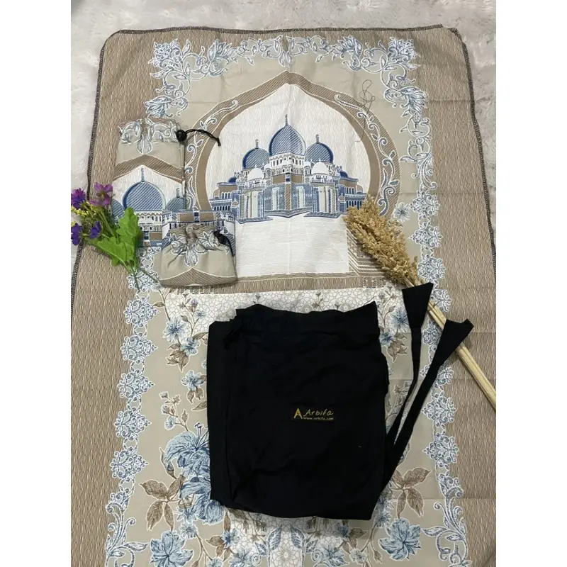 Full Set Mukena + Sajadah Jamila Dewasa Travel Series Katun Polos Renda Arbifa  Muslim 5