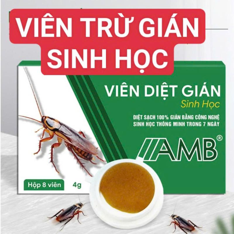 Hộp Viên diệt gián sinh học AMB Viện Hàn Lâm Việt Nam, 8 viên an toàn trẻ em và vật nuôi, màu xanh lá