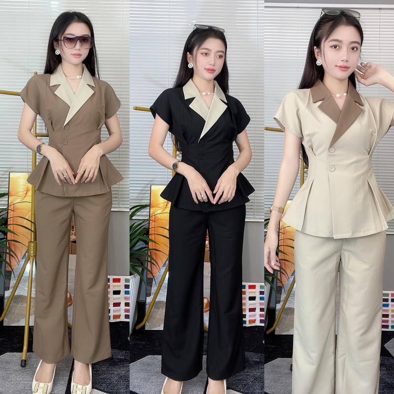 Product Introduction of DN115 NEW (phối cổ) Sét VEST TK NÚT BỌC Nữ Áo Top Women 1