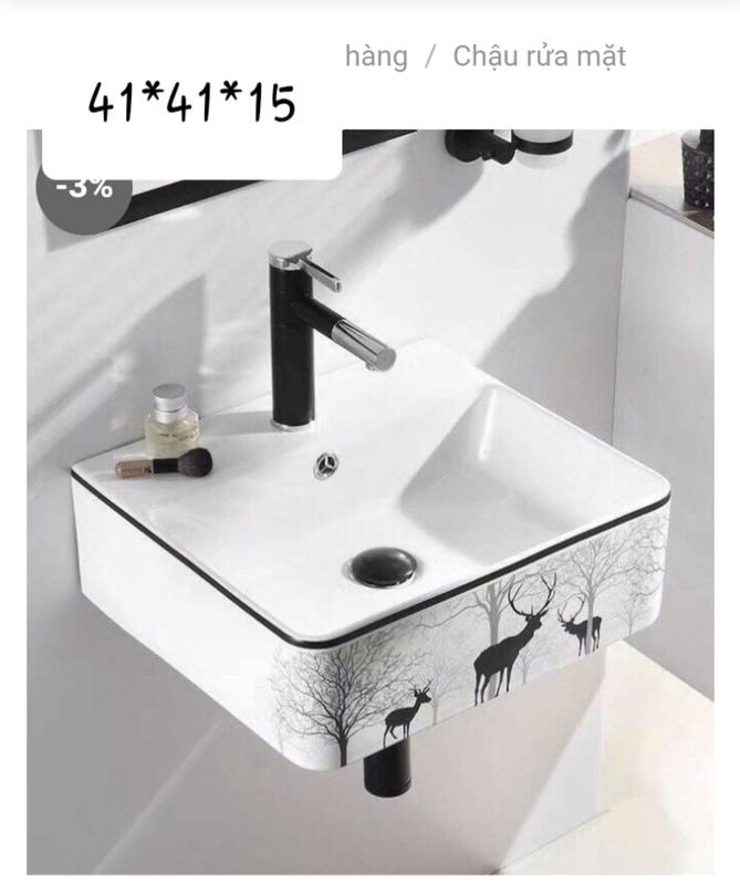 Chậu rửa mặt lavabo Treo Tường hoặc Đặt Bàn Đá 8813LNA, men NANO trắng sáng chống ố chống bám bẩn