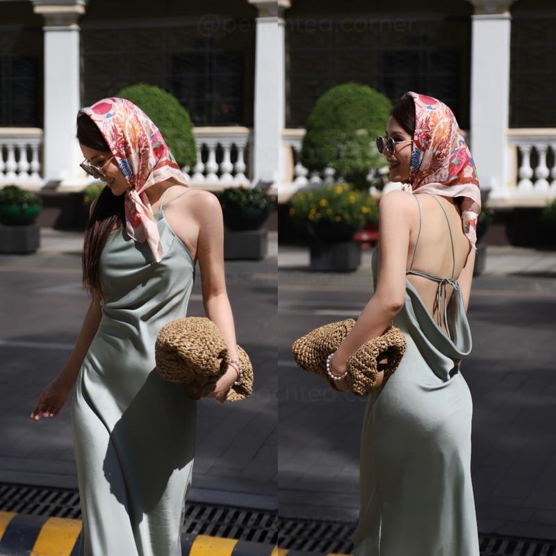 Hera dress - Đầm lụa vai lệch lưng đổ | Peachtea Corner Nữ Women 8