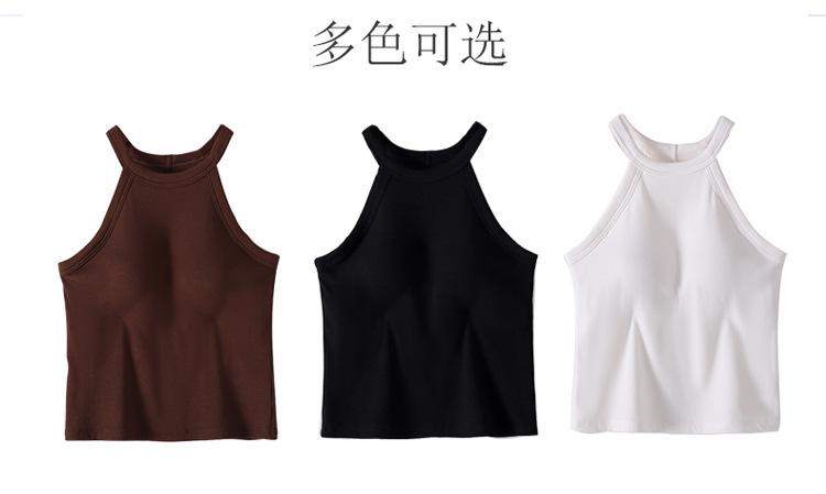 Product Introduction of Halter Vest with Chest Pad for Women Slim Fit Inner Wear One-Piece Cup Spaghetti Straps Outerwear Yoga Beauty Back Long Sleeveless Top Summer Womenswear Lingerie 9